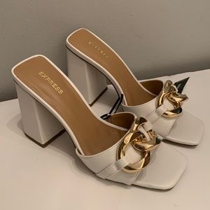 Express Chain Strap Block Heel Mule Sandals